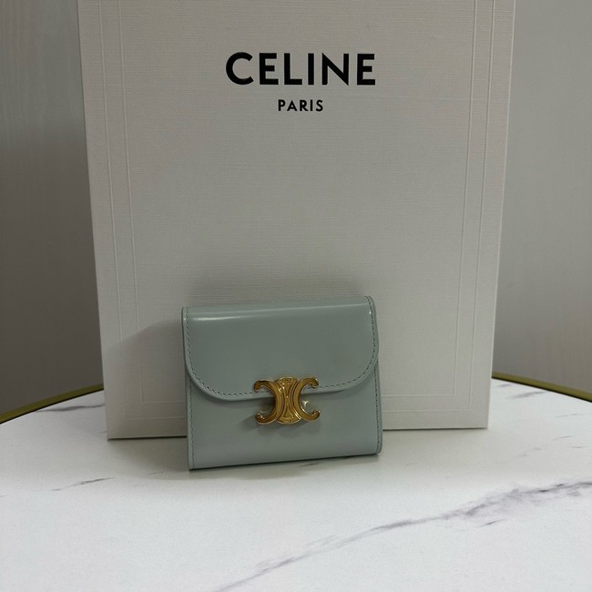 Celine SMALL FLAP WALLET TRIOMPHE IN SHINY CALFSKIN 10D783 MOON