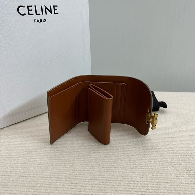Celine SMALL FLAP WALLET TRIOMPHE IN TRIOMPHE CANVAS 10D783 Off-white