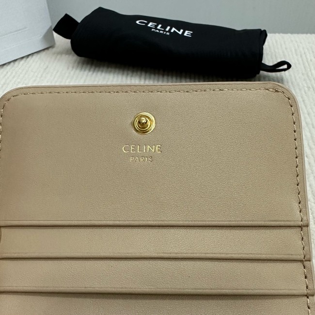Celine TRIOMPHE COMPACT WALLET IN SHINY CALFSKIN 10K623 CAPPUCCINO