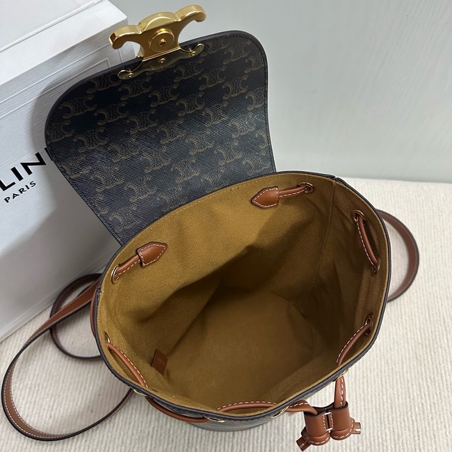 Celine BACKPACK CELINE BONNIE IN TRIOMPHE CANVAS AND LAMBSKIN 118703 TAN