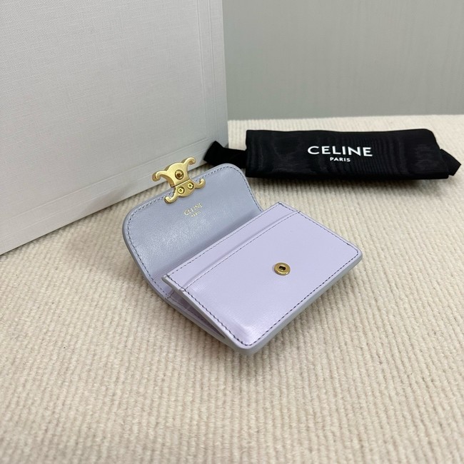 Celine CARD HOLDER WITH FLAP TRIOMPHE IN SHINY CALFSKIN 10I583 light Purple