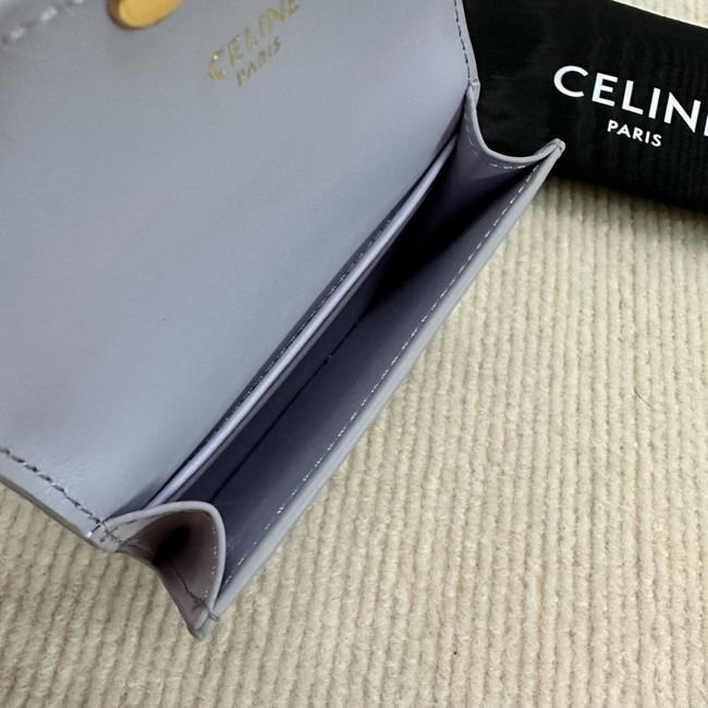 Celine CARD HOLDER WITH FLAP TRIOMPHE IN SHINY CALFSKIN 10I583 light Purple