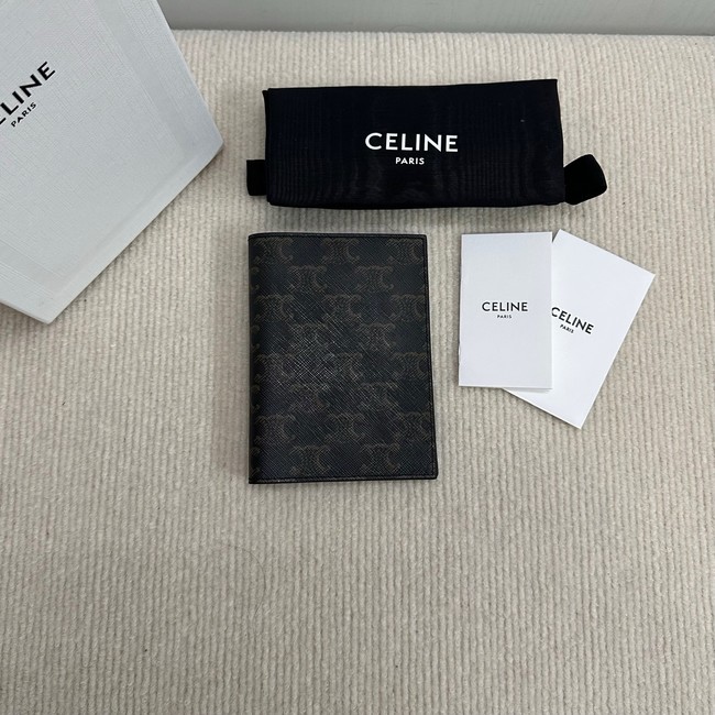 Celine COMPACT WALLET TRIOMPHE CHARMS IN TRIOMPHE CANVAS AND LAMBSKIN 10M103 tan