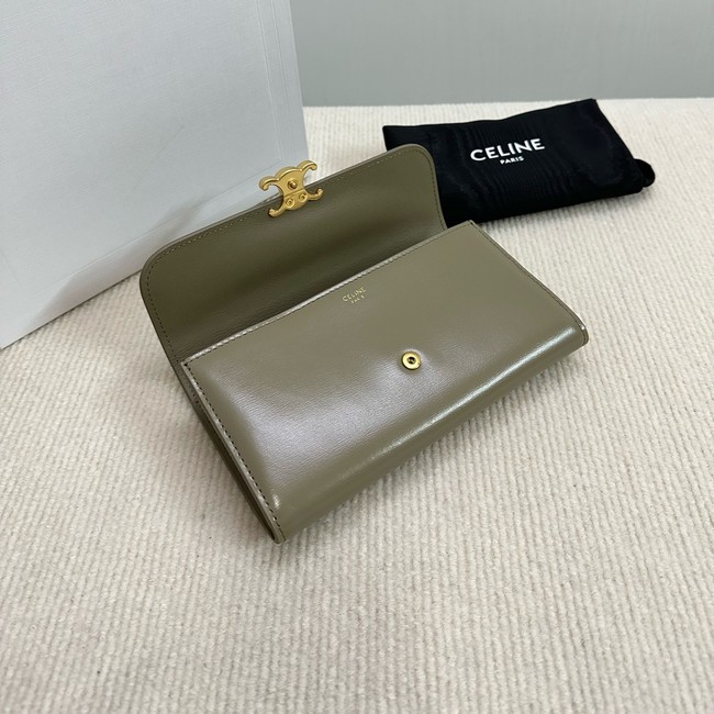 Celine LARGE WALLET TRIOMPHE IN SHINY CALFSKIN 10E313 dark green