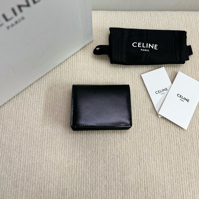 Celine TRIOMPHE BUSINESS CARD HOLDER IN SMOOTH CALFSKIN 10M122 black