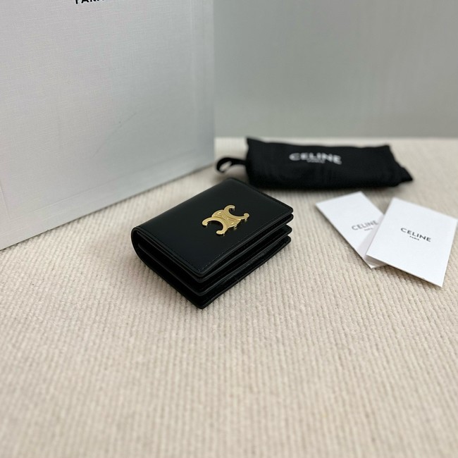 Celine TRIOMPHE BUSINESS CARD HOLDER IN SMOOTH CALFSKIN 10M122 black