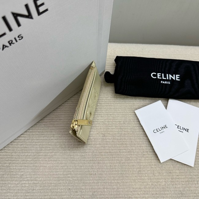 Celine ZIPPED CARD HOLDER IN SMOOTH LAMBSKIN 10K583 Off-white