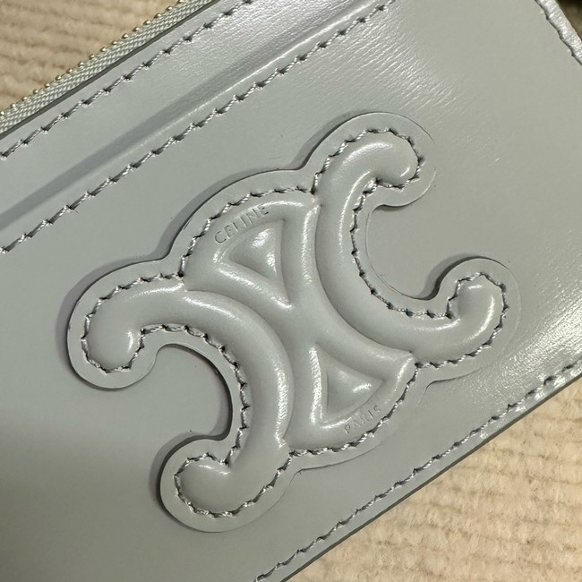 Celine ZIPPED CARD HOLDER IN SMOOTH LAMBSKIN 10K583 light blue