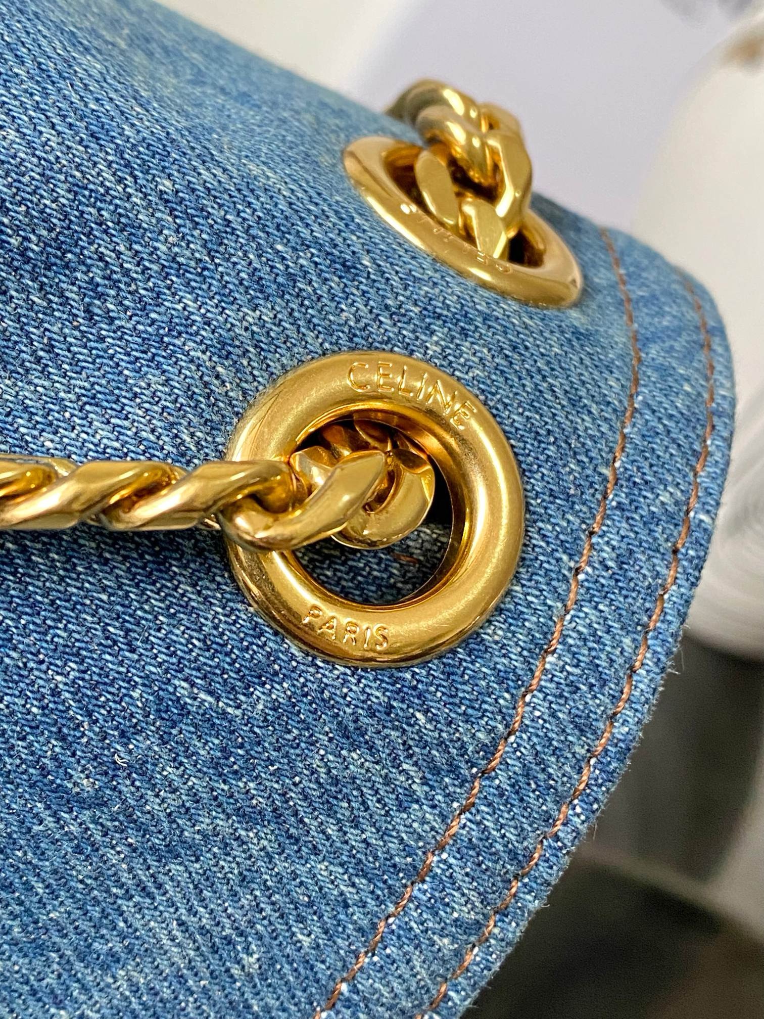 Celine TEEN CELINE VICTOIRE BAG IN Denim 116593 blue