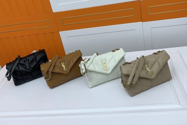 SAINT LAURENT TOY PUFFER IN LAMBSKIN 759337 DARK BEIGE