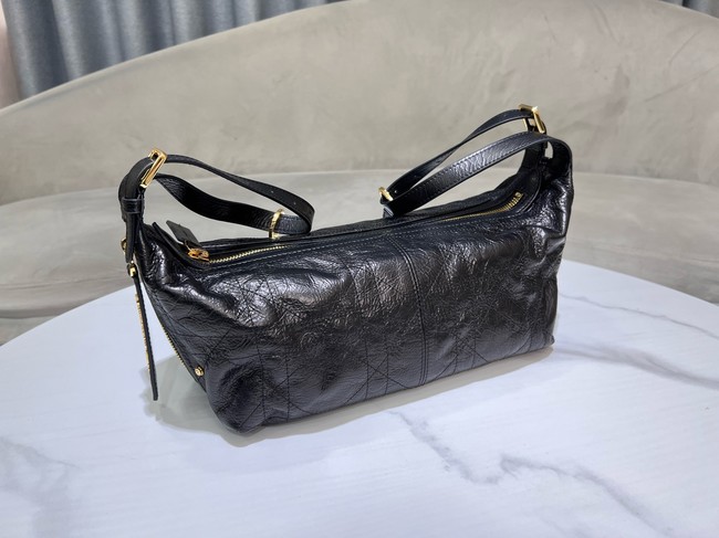 Dior Medium D-Journey Bag in Shiny Goatskin Flat Macrocannage M2417UCUQ black