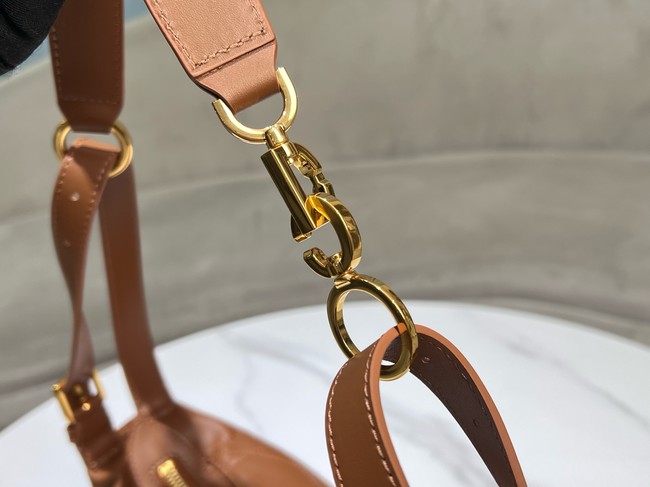 Dior Small D-Journey Bag in Crinkled Calfskin M2416UNUO Brown Flat Macrocannage