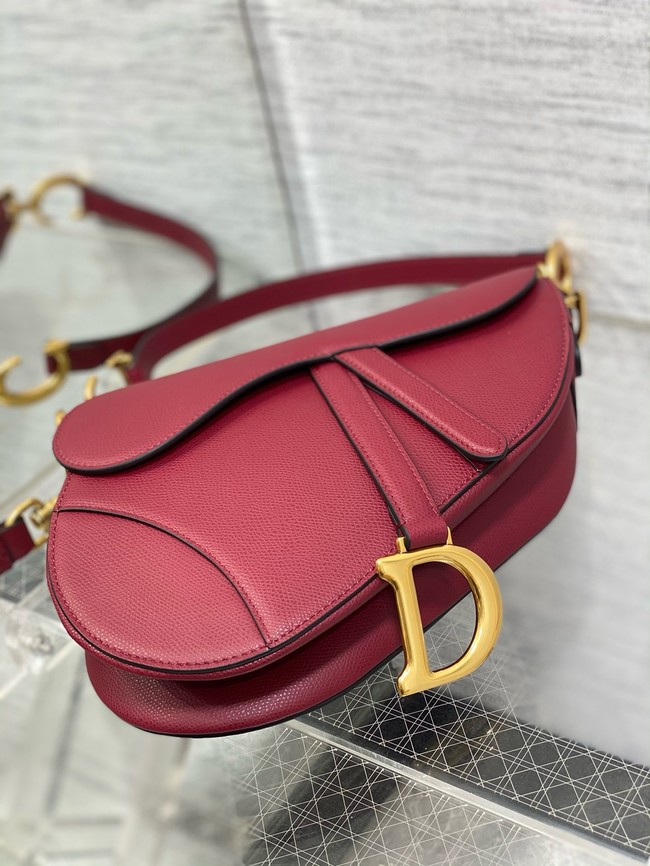 Dior Saddle Bag with Strap Saddle Grained Calfskin M0455CBAA Cherry Red