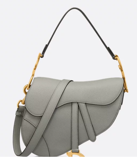 Dior Saddle Bag with Strap Saddle Grained Calfskin M0455CBAA Stone Gray