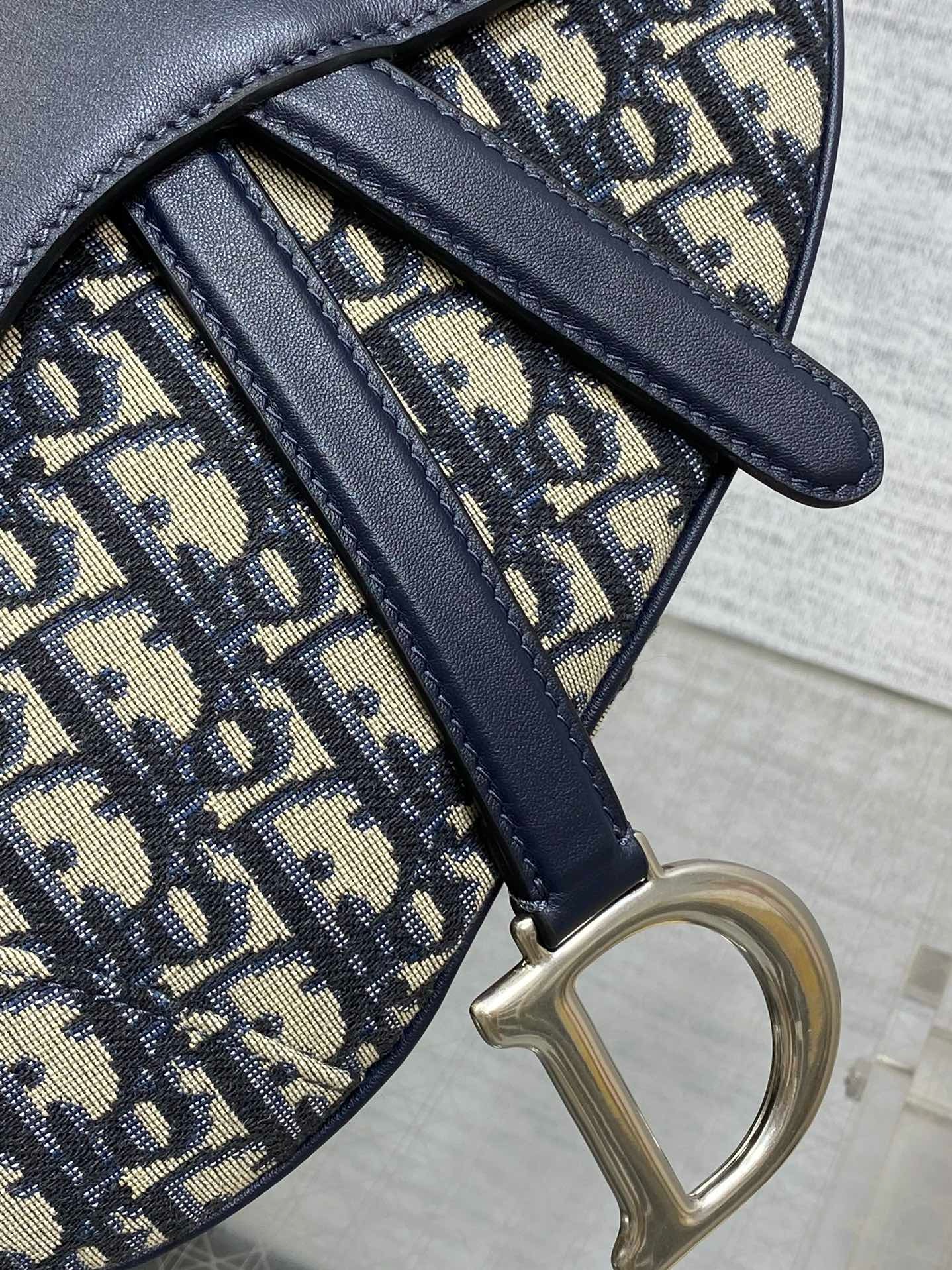 DIOR Saddle Bag with Strap Blue Denim Dior Oblique Jacquard M0455CDC Blue