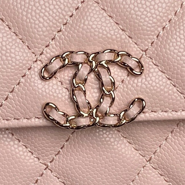 Chanel MINI FLAP BAG CLUTCH WITH CHAIN Gold-Tone Metal AP3238 pink