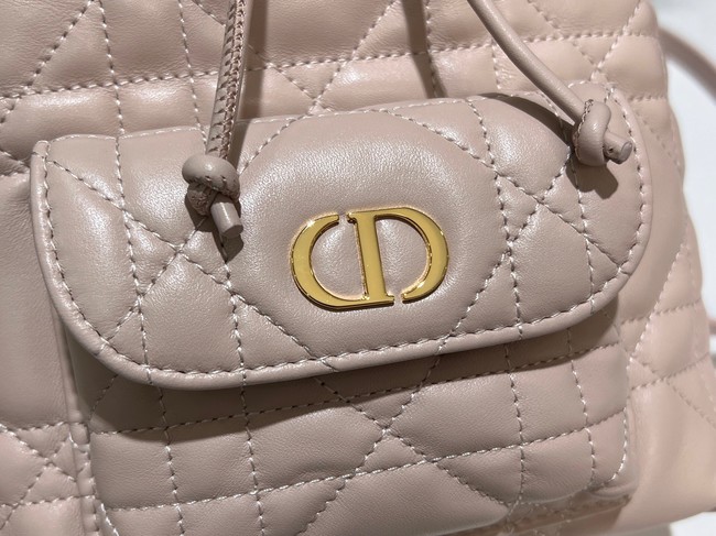Small Dior Caro Bucket Bag pink Macrocannage Lambskin M3372UNOZ
