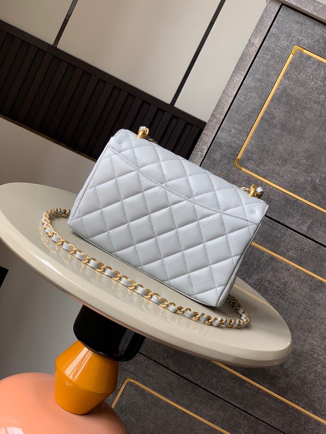 Chanel Grained Calfskin Shoulder Bag AS5330 gray blue