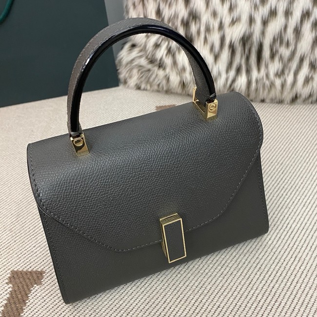 Valextra Iside Top Handle Mini Bag 00359 Steel gray