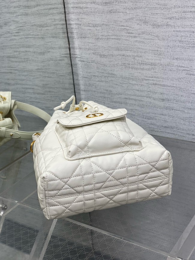 Small Dior Caro Bucket Bag Macrocannage Lambskin M3372 Latte 