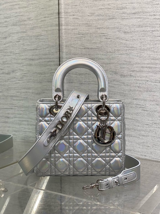 Small Lady Dior My ABCDior Bag Cannage Lambskin M0538O Silver