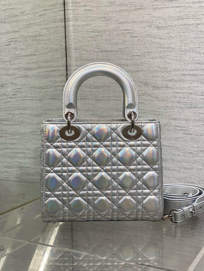 Small Lady Dior My ABCDior Bag Cannage Lambskin M0538O Silver