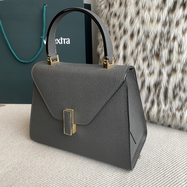 Valextra Iside Top Handle Medium Bag 56028 Steel gray