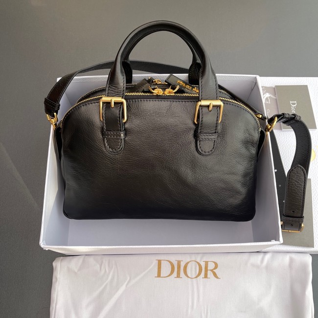 Dior Small Grand Tour Bowling Bag Black Crinkled Calfskin M6000UNQD