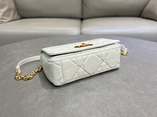 Small Soft Dior Caro Bag Macrocannage Lambskin M9252UHPA Latte
