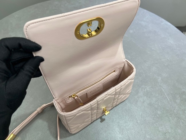 Small Soft Dior Caro Bag Macrocannage Lambskin M9252UHPA Powder Pink