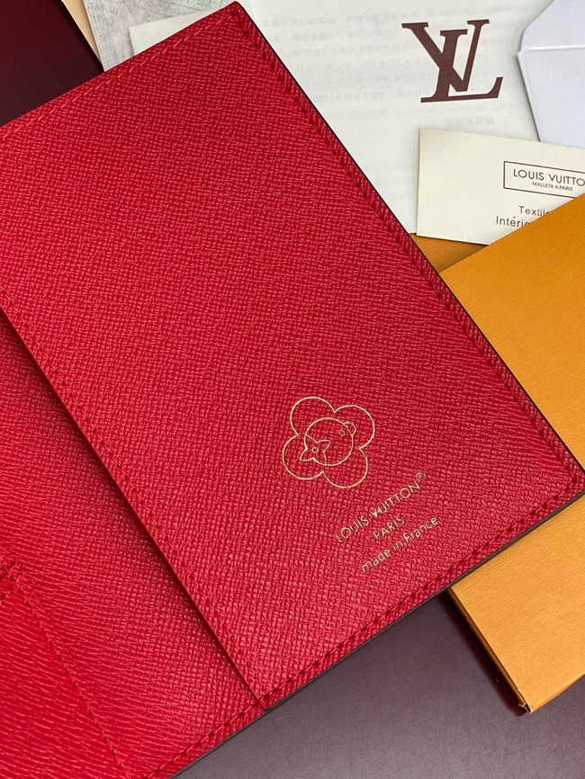 Louis Vuitton Passport Cover M14877 brown&red