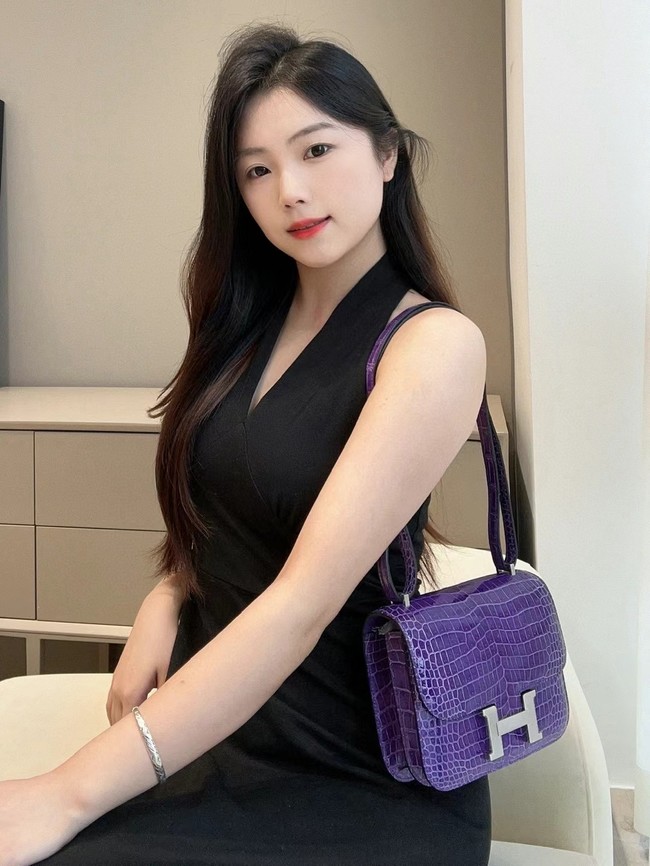 Hermes Constance Bag Nile crocodile leather 2701 Purple
