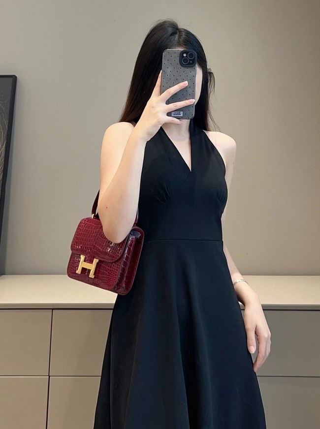 Hermes Constance Bag Nile crocodile leather 2701 burgundy