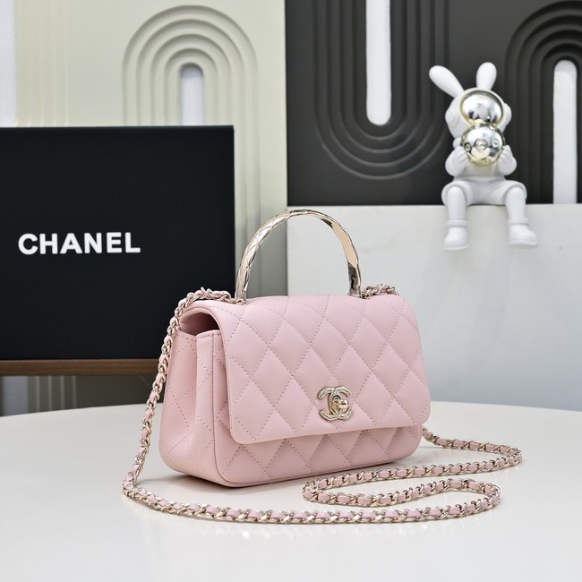 Chanel MINI FLAP BAG CLUTCH WITH CHAIN Gold-Tone Metal AS4591 pink