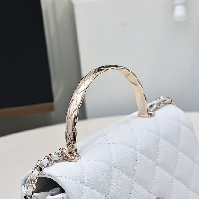 Chanel MINI FLAP BAG CLUTCH WITH CHAIN Gold-Tone Metal AS4591 white