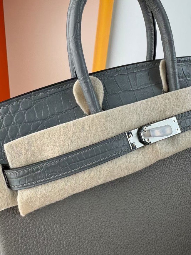 Hermes Birkin Bag Leather Nile crocodile&togo HBK2530-6