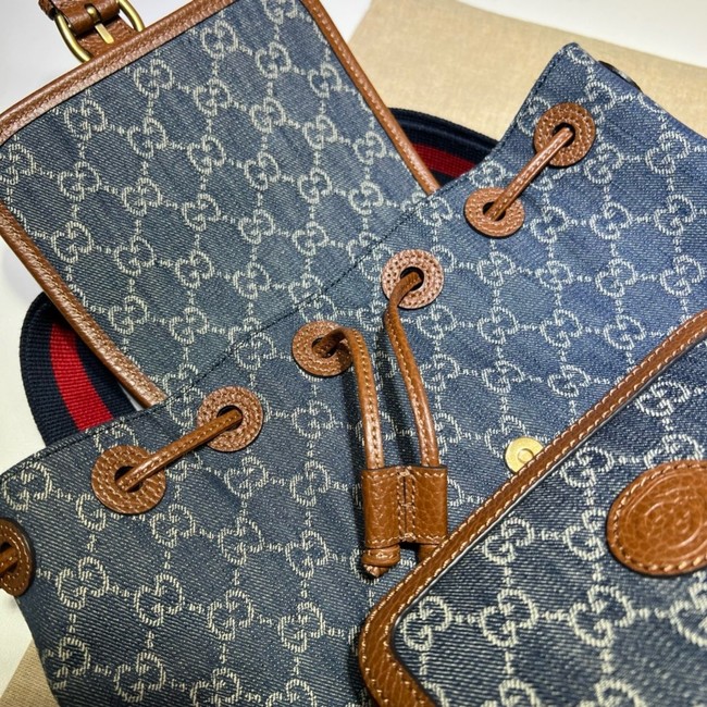 GUCCI Denim BACKPACK WITH INTERLOCKING G 674147 blue