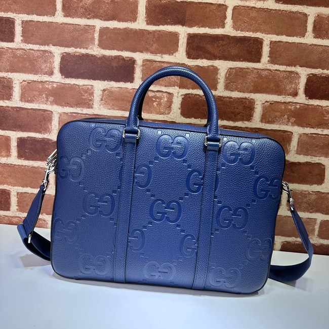 Gucci Jumbo GG Leather Briefcase 658573 blue