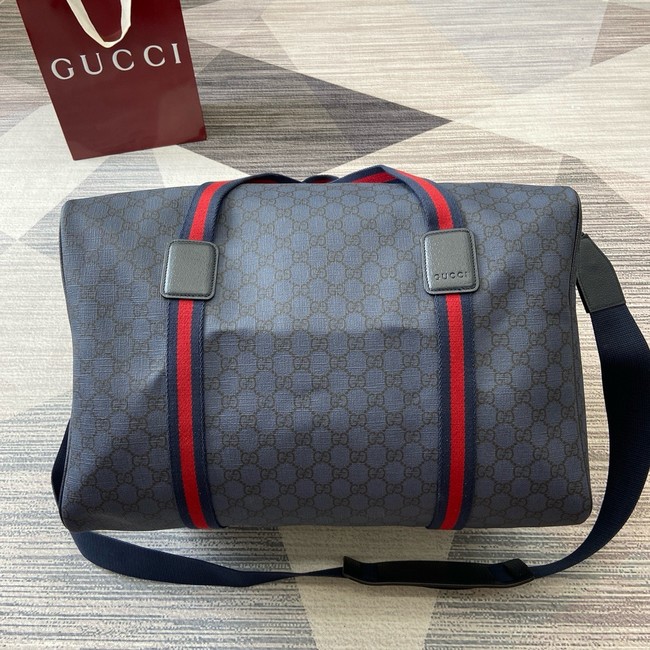 Gucci Medium duffle bag with Web 799871 dark blue GG Supreme