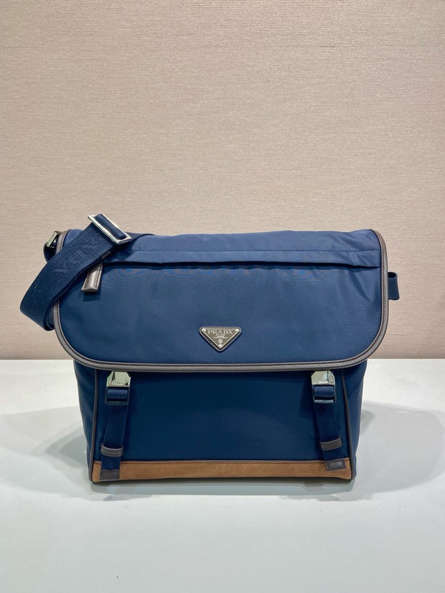 Prada Medium Re-Nylon and suede shoulder bag 2VD052A blue
