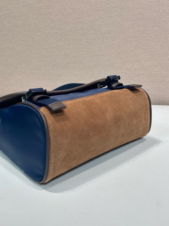 Prada Medium Re-Nylon and suede shoulder bag 2VD066 blue
