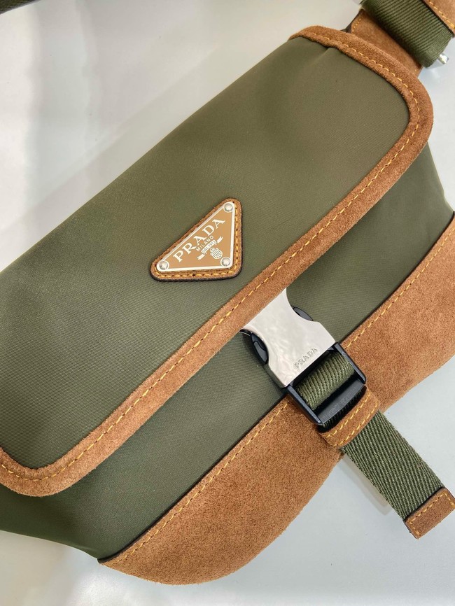 Prada Re-Nylon and suede belt bag 2VH176 Musk Green