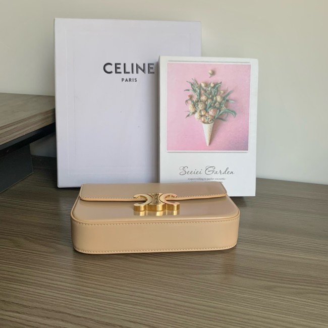 Celine CHAIN SHOULDER BAG TRIOMPHE IN SHINY CALFSKIN 197992 NATURAL