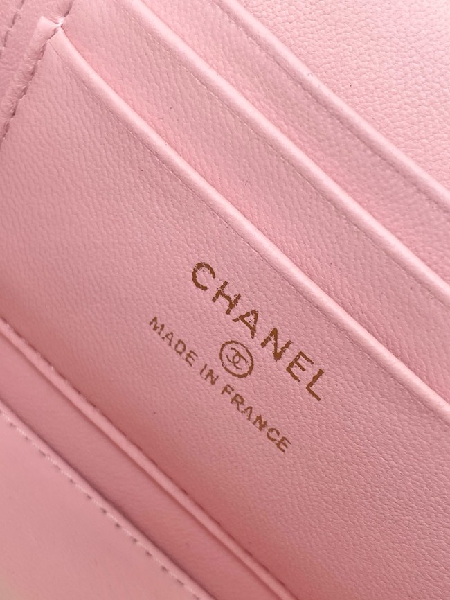 Chanel MINI FLAP BAG CLUTCH WITH CHAIN Gold-Tone Metal AP4325 PINK