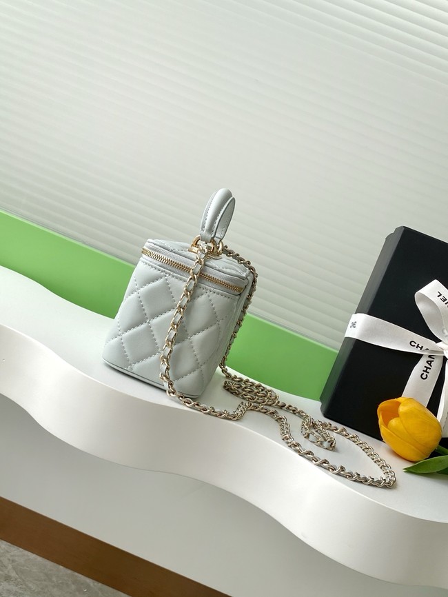 Chanel MINI FLAP BAG CLUTCH WITH CHAIN Gold-Tone Metal AP4325 gray