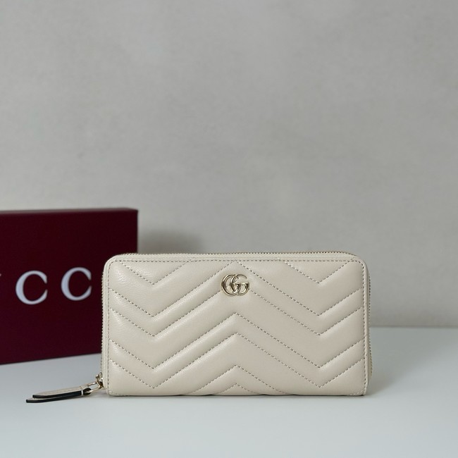 Gucci GG Marmont zip around wallet 837758 white