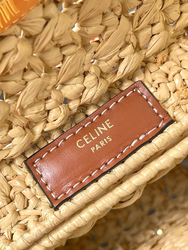 celine TEEN CELINE LOLA IN RAFFIA EFFECT TEXTILE 119533 NATURAL / TAN