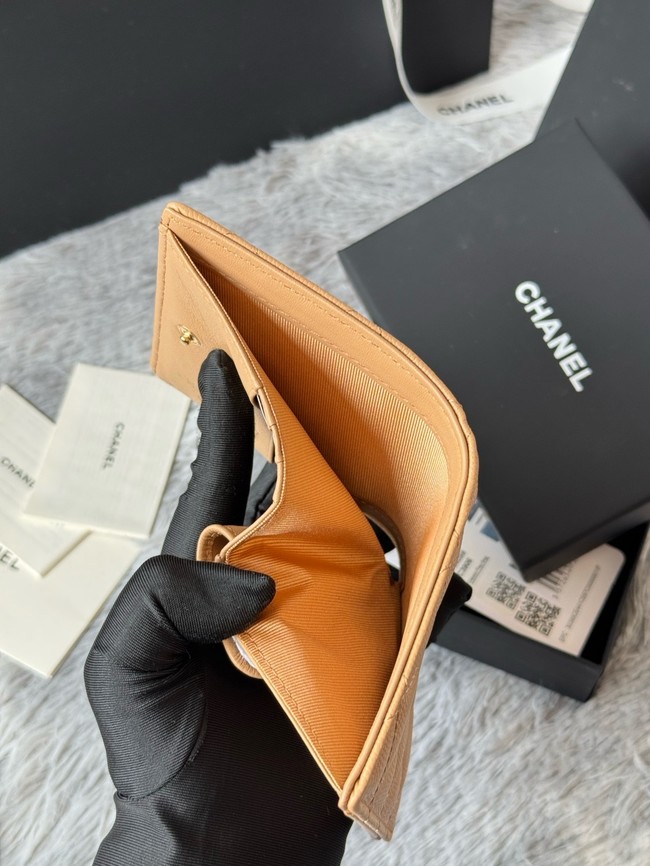 Chanel Leather Wallet A84058 Apricot