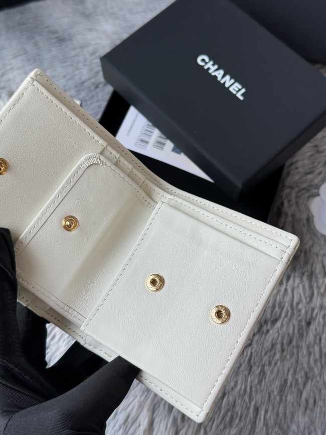 Chanel Leather Wallet A84058 white