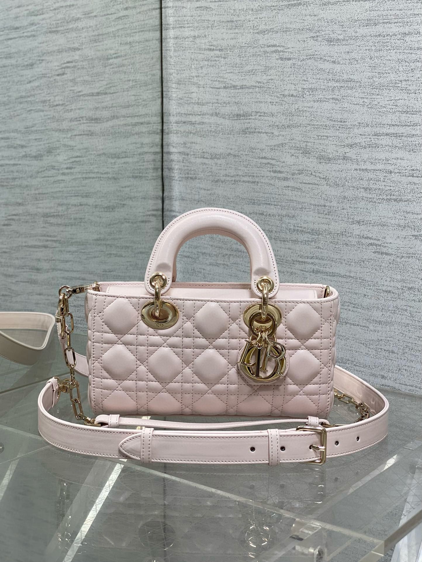 Dior Small Lady D-Joy Bag Cannage Lambskin M0613 Light Pink